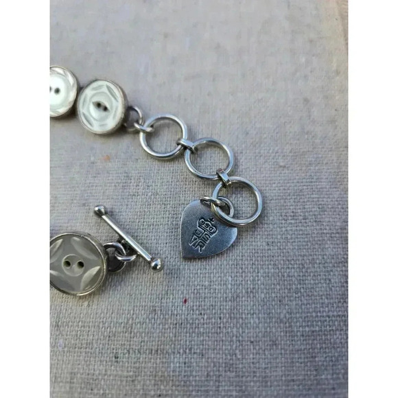 JSVR Jacqueline Smiley 950 Sterling Silver Vintage Buttons Link Bracelet - Picture 4 of 4